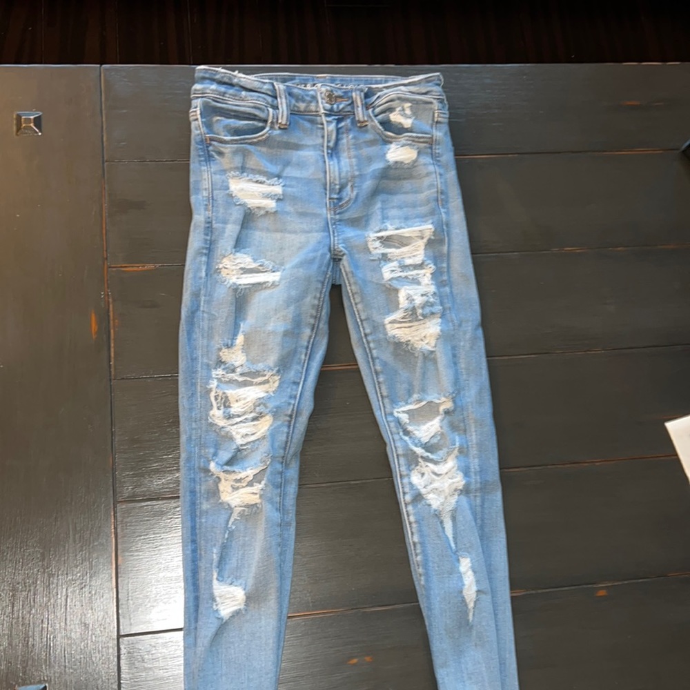 American Eagle Skinny Distressed Jeans Lighter Washed